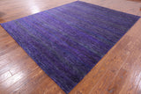 Purple Savannah Grass Hand Knotted Wool & Silk Rug - 7' 11" X 9' 11" - Golden Nile