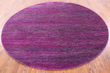 Purple Round Savannah Grass Hand Knotted Wool & Silk Rug - 6' 11" X 6' 11" - Golden Nile