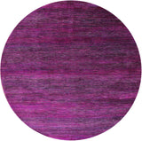 Purple Round Savannah Grass Hand Knotted Wool & Silk Rug - 6' 11" X 6' 11" - Golden Nile