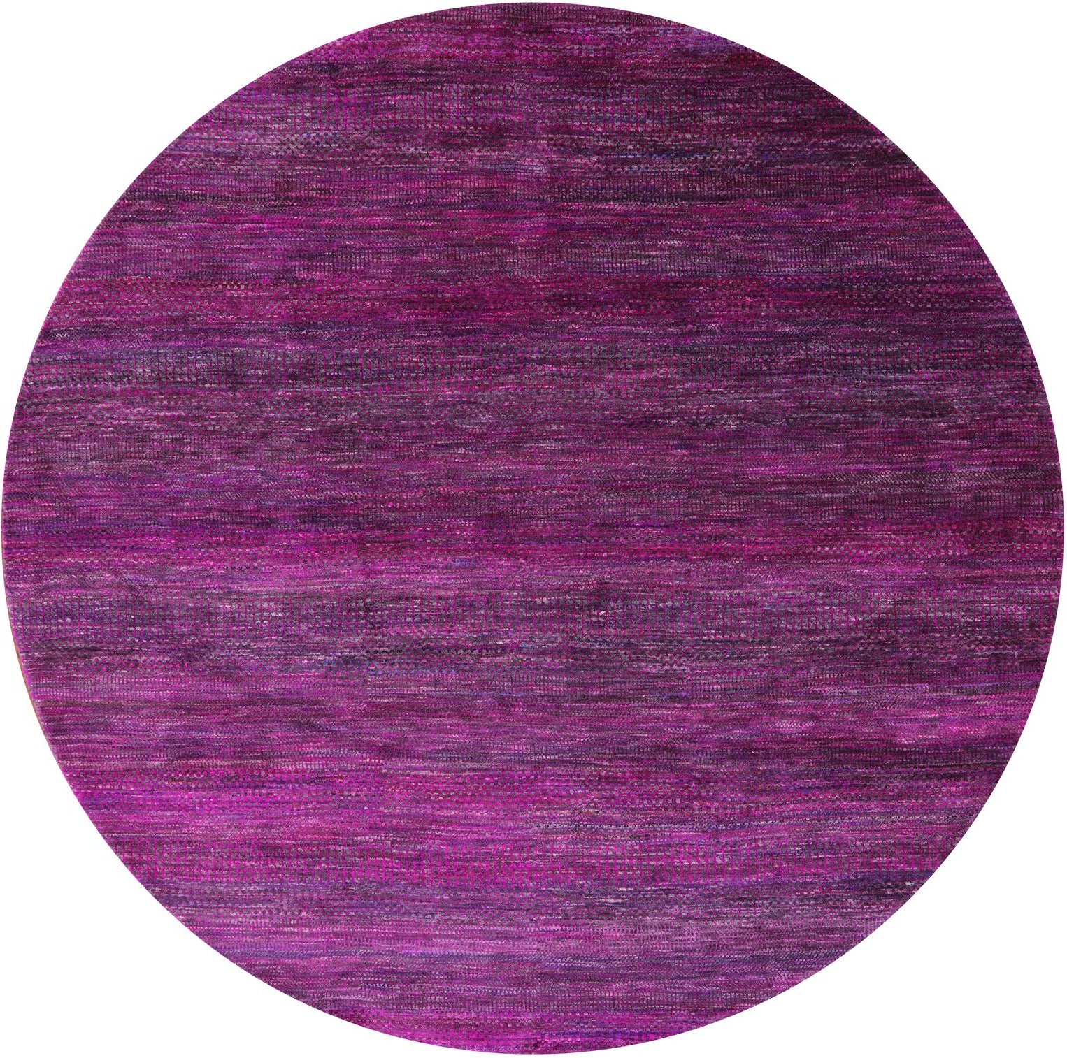 Purple Round Savannah Grass Hand Knotted Wool & Silk Rug - 6' 11" X 6' 11" - Golden Nile