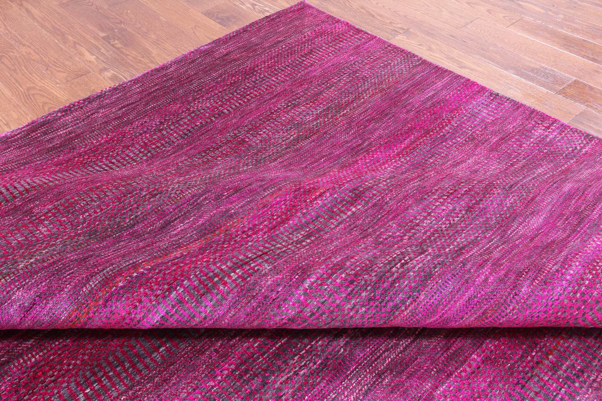Pink Savannah Grass Hand Knotted Wool & Silk Rug - 8' 0" X 16' 3" - Golden Nile