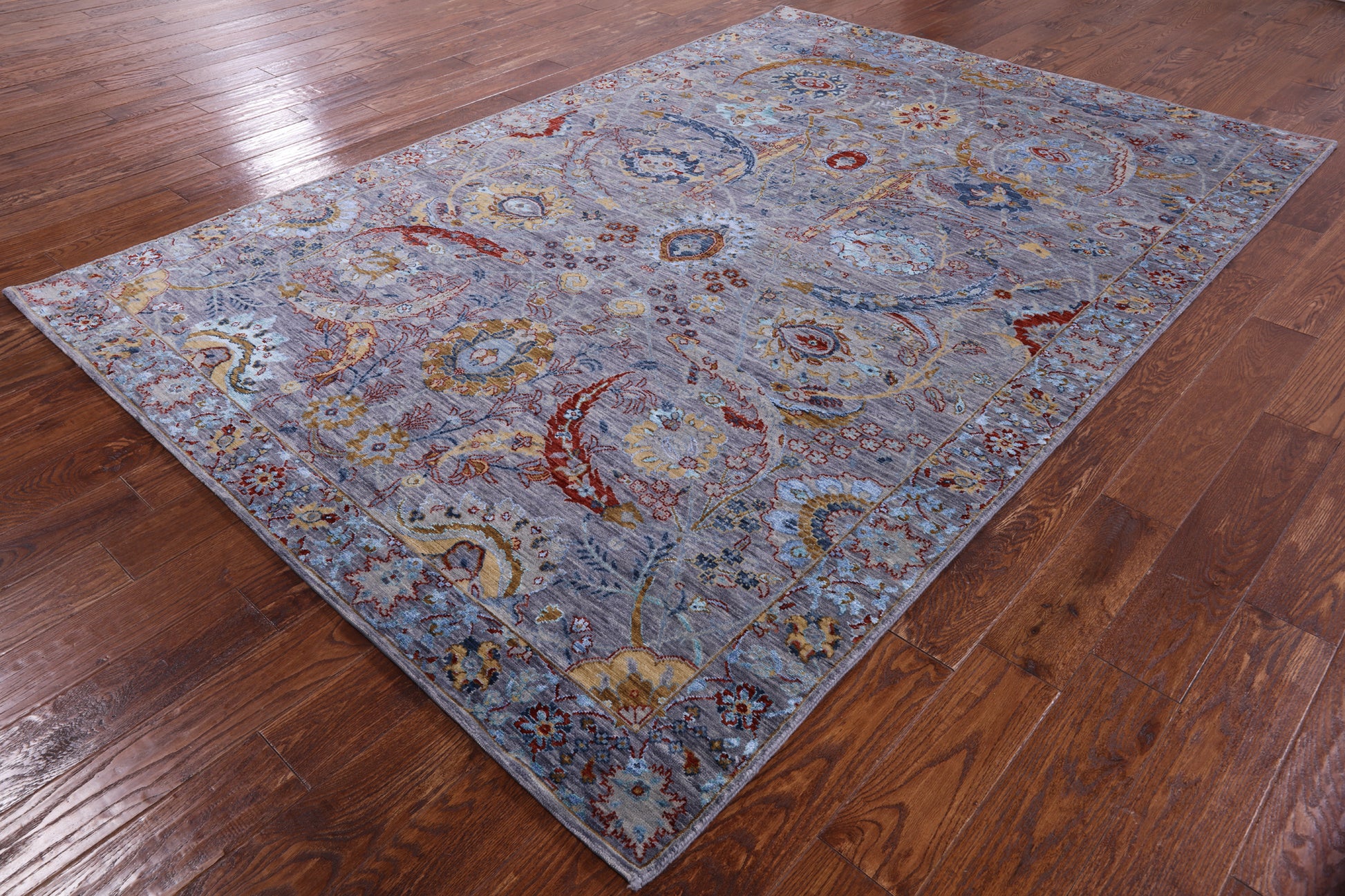 Modern Hand Knotted Wool & Silk Rug - 6' 3" X 9' 3" - Golden Nile