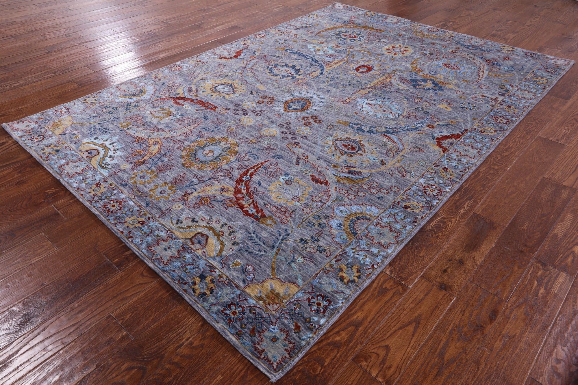 Modern Hand Knotted Wool & Silk Rug - 6' 3" X 9' 3" - Golden Nile