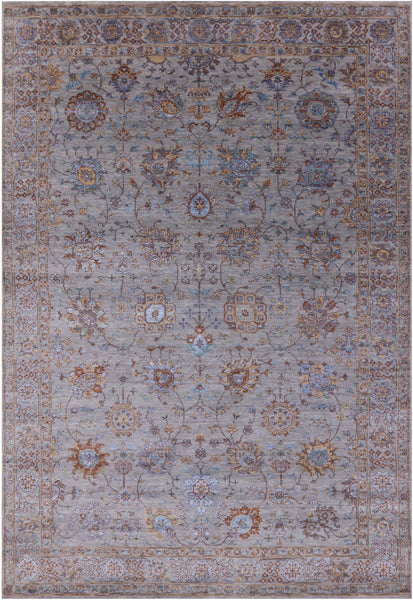 Grey Persian Handmade Wool & Silk Rug - 6' 0" X 8' 11" - Golden Nile