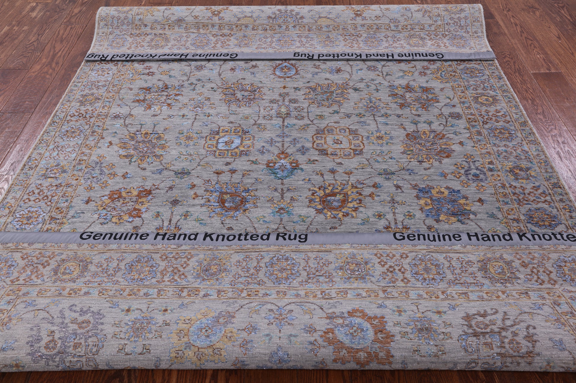 Grey Persian Handmade Wool & Silk Rug - 6' 0" X 8' 11" - Golden Nile
