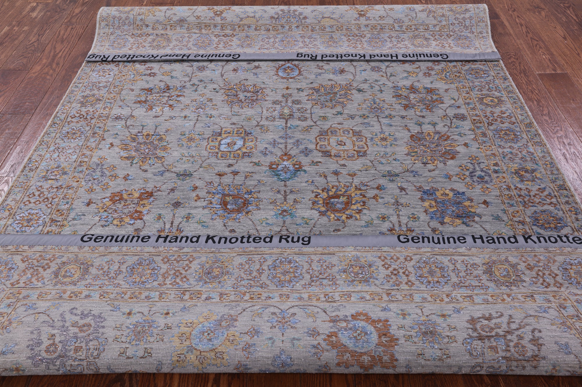 Grey Persian Handmade Wool & Silk Rug - 6' 0" X 8' 11" - Golden Nile