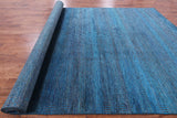 Blue Savannah Grass Hand Knotted Wool & Silk Rug - 9' 0" X 17' 10" - Golden Nile