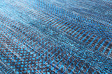 Blue Savannah Grass Hand Knotted Wool & Silk Rug - 9' 0" X 17' 10" - Golden Nile