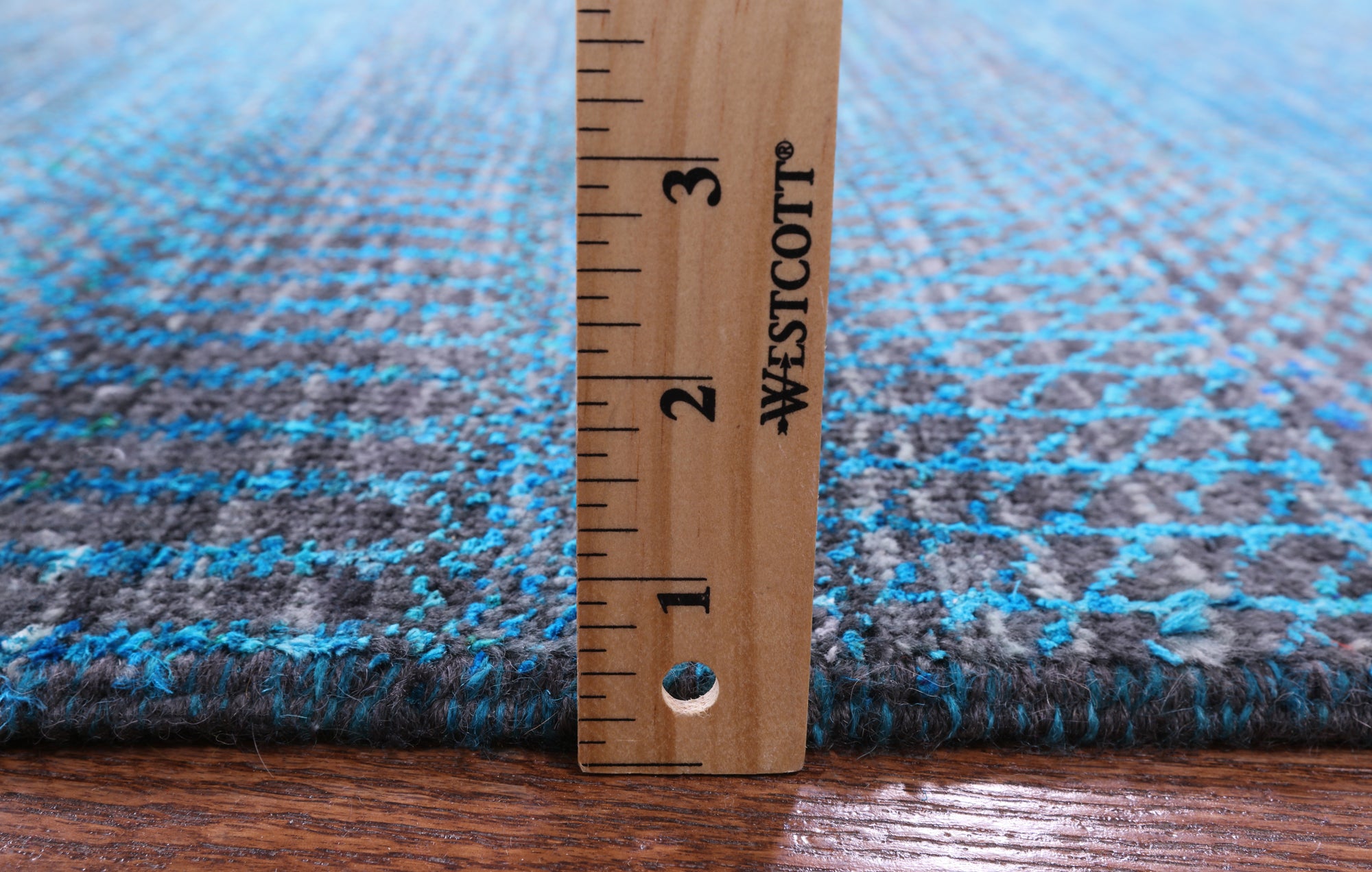 Blue Savannah Grass Hand Knotted Wool & Silk Rug - 9' 0" X 17' 10" - Golden Nile