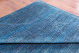 Blue Savannah Grass Hand Knotted Wool & Silk Rug - 9' 0" X 17' 10" - Golden Nile