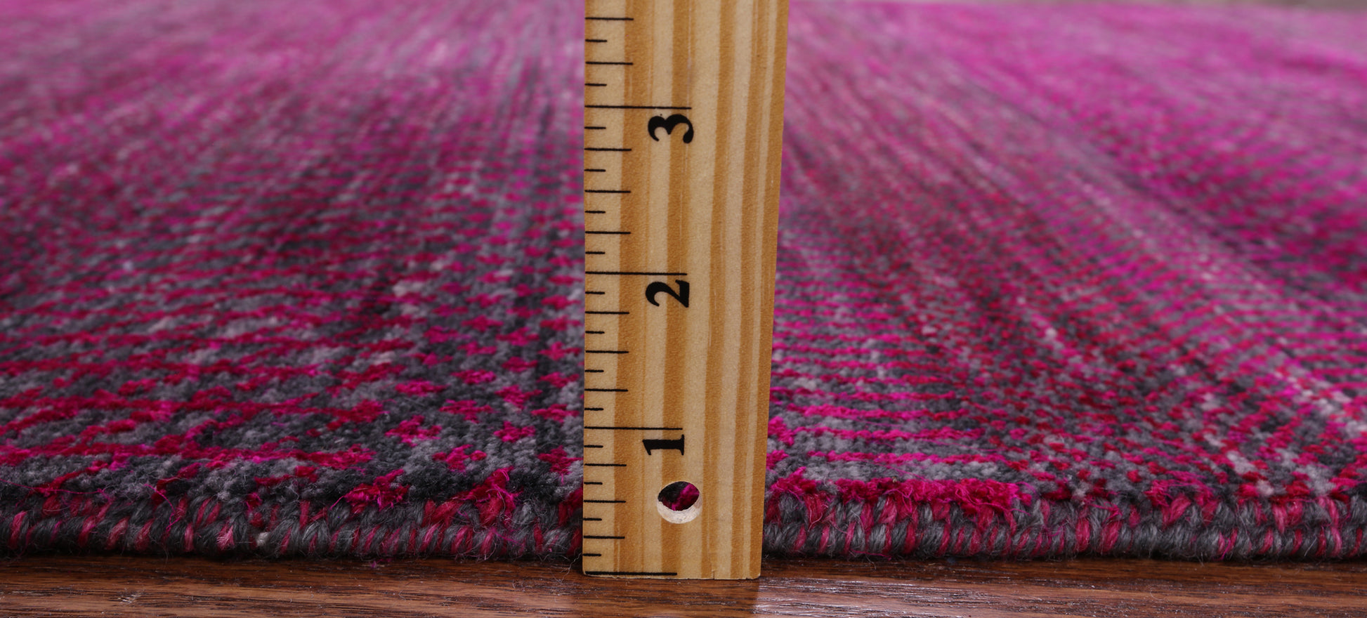 Pink Savannah Grass Handmade Wool & Silk Runner Rug - 2' 8" X 12' 1" - Golden Nile
