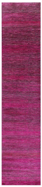 Pink Savannah Grass Handmade Wool & Silk Runner Rug - 2' 8" X 12' 1" - Golden Nile