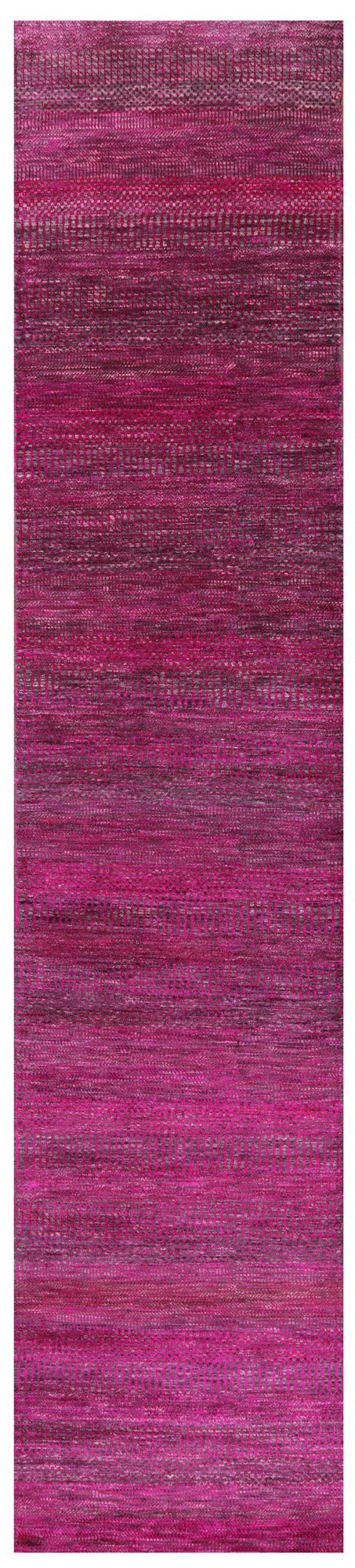 Pink Savannah Grass Handmade Wool & Silk Runner Rug - 2' 8" X 12' 1" - Golden Nile