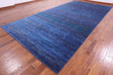 Blue Savannah Grass Handmade Wool & Silk Rug - 8' 0" X 16' 2" - Golden Nile