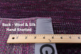 Purple Square Savannah Grass Hand Knotted Wool & Silk Rug - 8' 11" X 9' 0" - Golden Nile