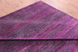 Purple Square Savannah Grass Hand Knotted Wool & Silk Rug - 8' 11" X 9' 0" - Golden Nile