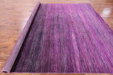 Purple Square Savannah Grass Hand Knotted Wool & Silk Rug - 8' 11" X 9' 0" - Golden Nile