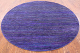 Purple Round Savannah Grass Hand Knotted Wool & Silk Rug - 7' 7" X 7' 7" - Golden Nile