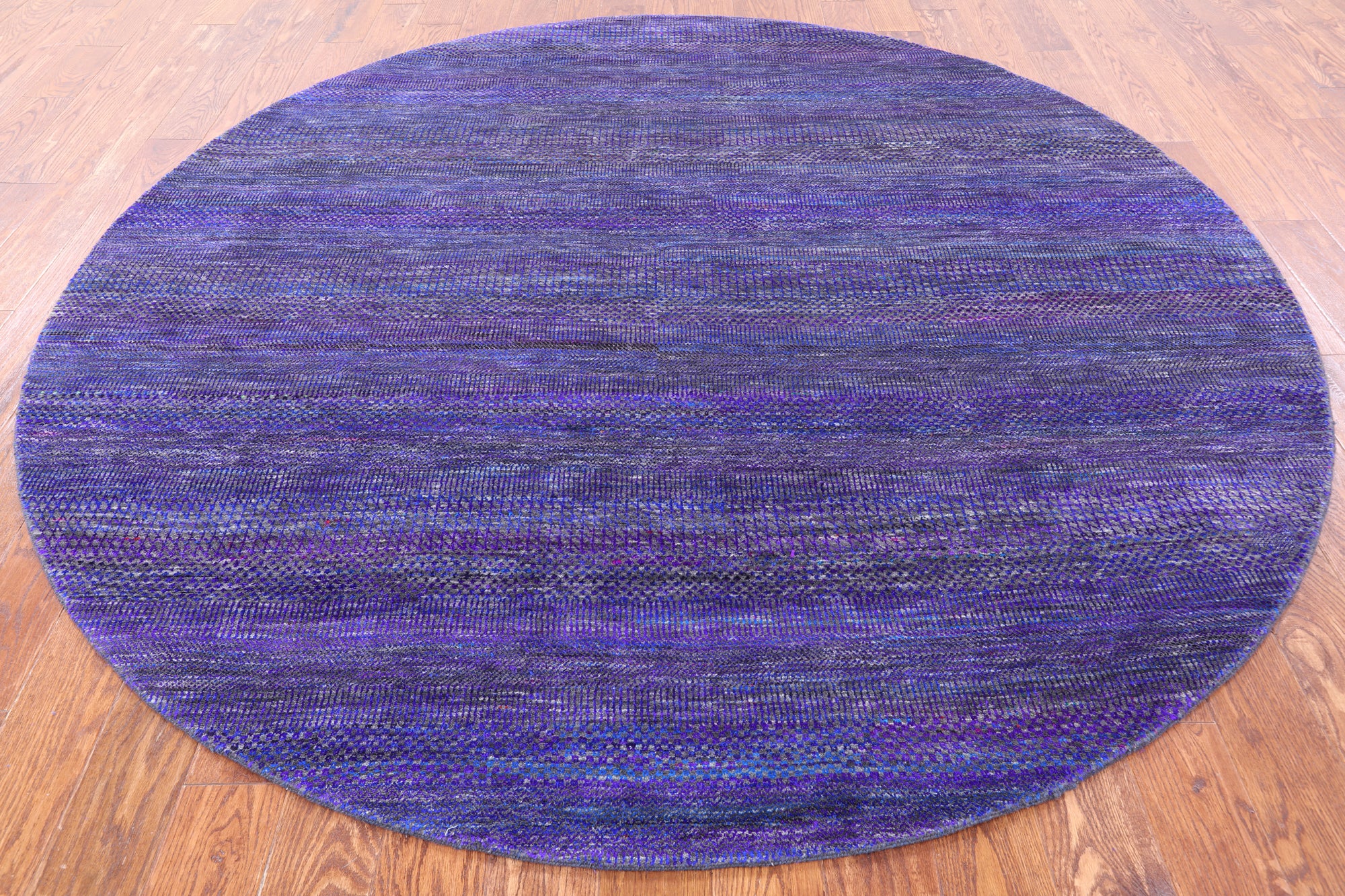 Purple Round Savannah Grass Hand Knotted Wool & Silk Rug - 7' 7" X 7' 7" - Golden Nile