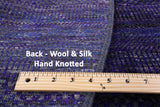 Purple Round Savannah Grass Hand Knotted Wool & Silk Rug - 7' 7" X 7' 7" - Golden Nile
