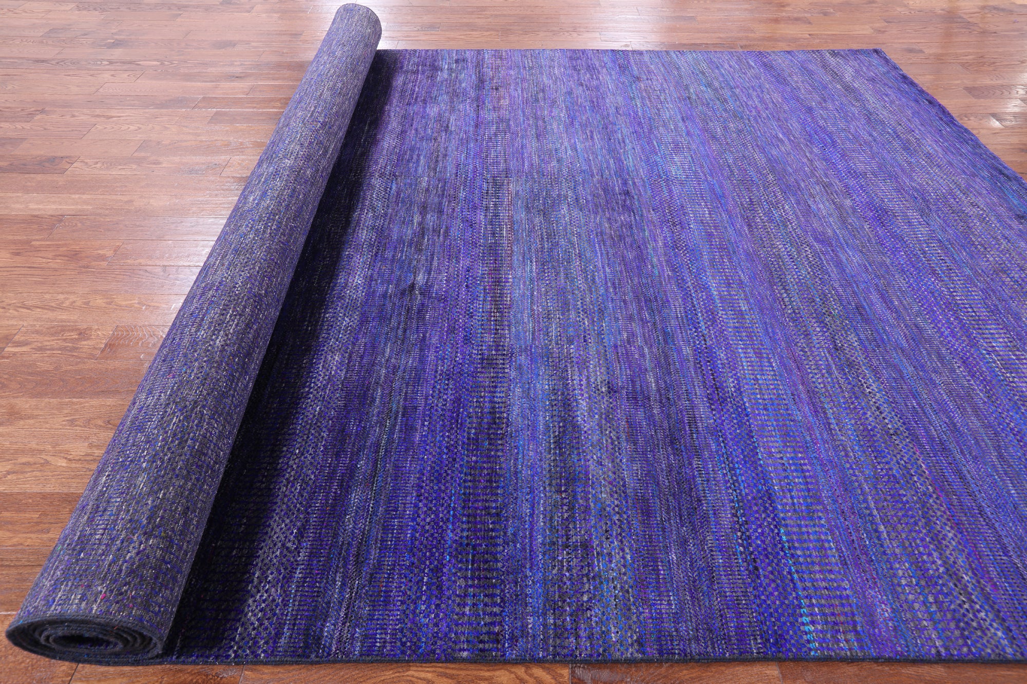 Purple Savannah Grass Handmade Wool & Silk Rug - 9' 0" X 18' 8" - Golden Nile
