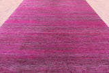 Pink Savannah Grass Handmade Wool & Silk Rug - 9' 10" X 19' 9" - Golden Nile