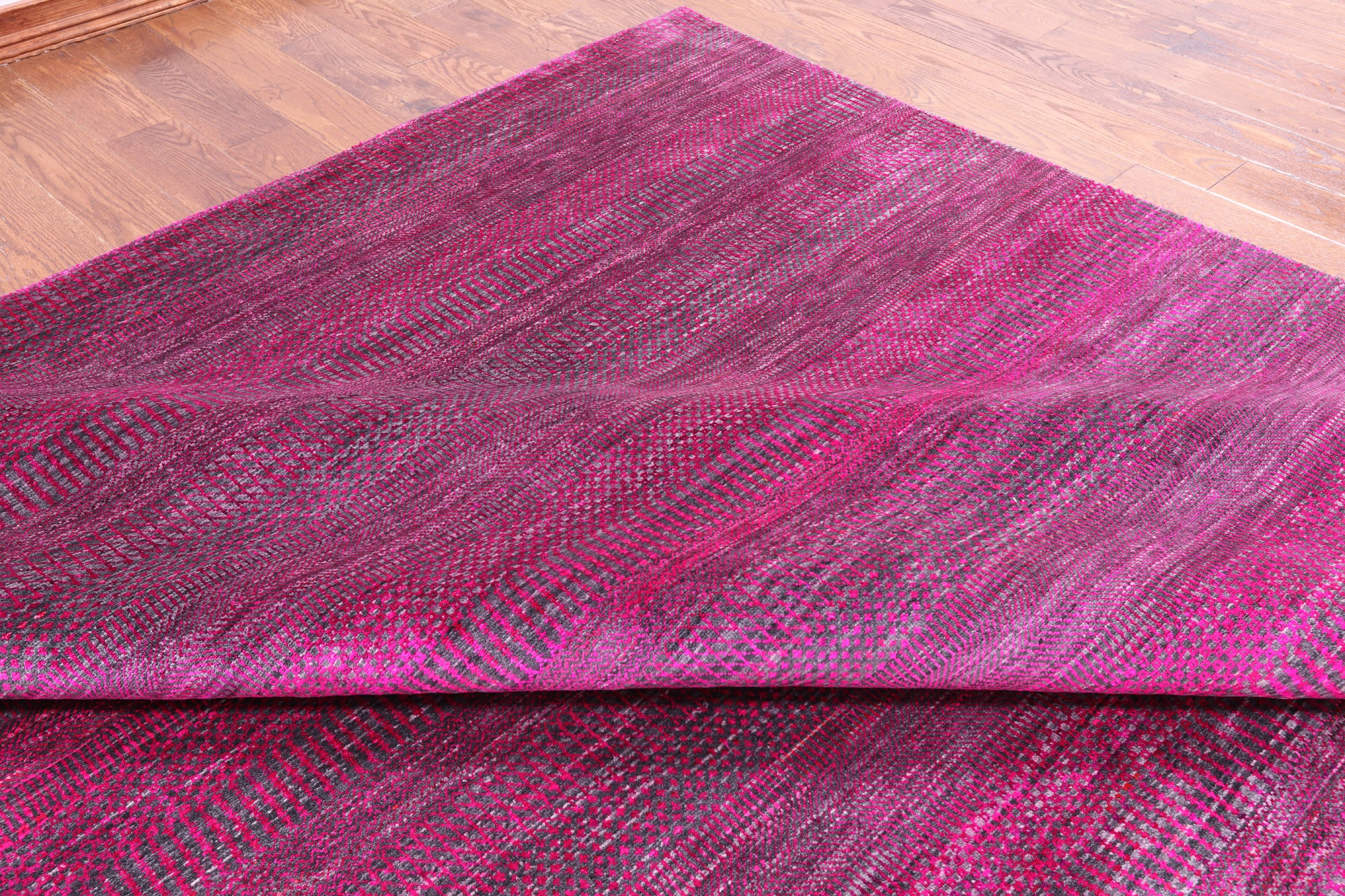 Pink Savannah Grass Handmade Wool & Silk Rug - 9' 10" X 19' 9" - Golden Nile