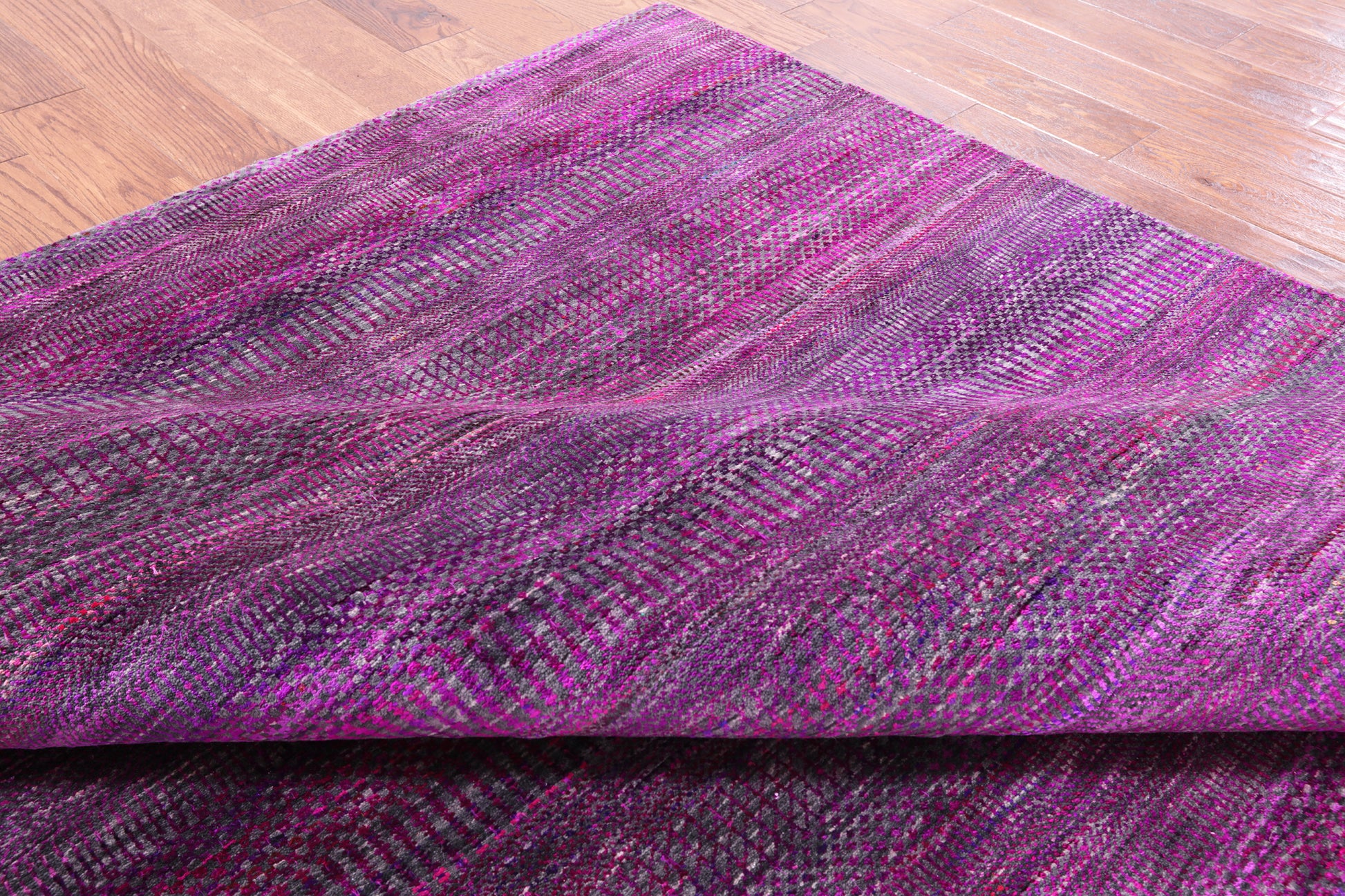 Purple Savannah Grass Handmade Wool & Silk Rug - 8' 0" X 9' 11" - Golden Nile