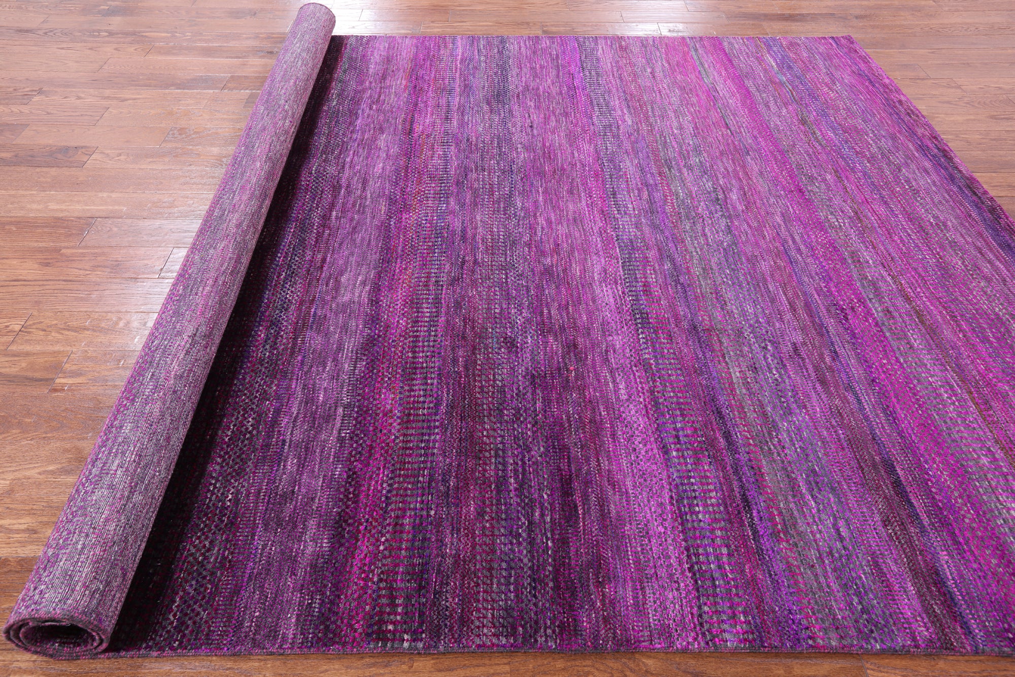 Purple Savannah Grass Handmade Wool & Silk Rug - 8' 0" X 9' 11" - Golden Nile