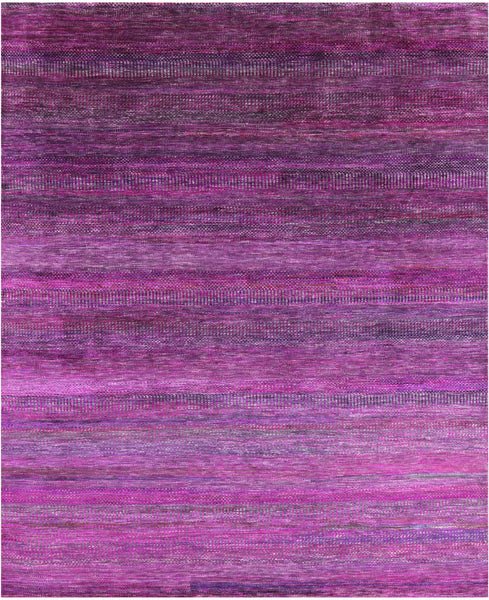 Purple Savannah Grass Handmade Wool & Silk Rug - 8' 0" X 9' 11" - Golden Nile