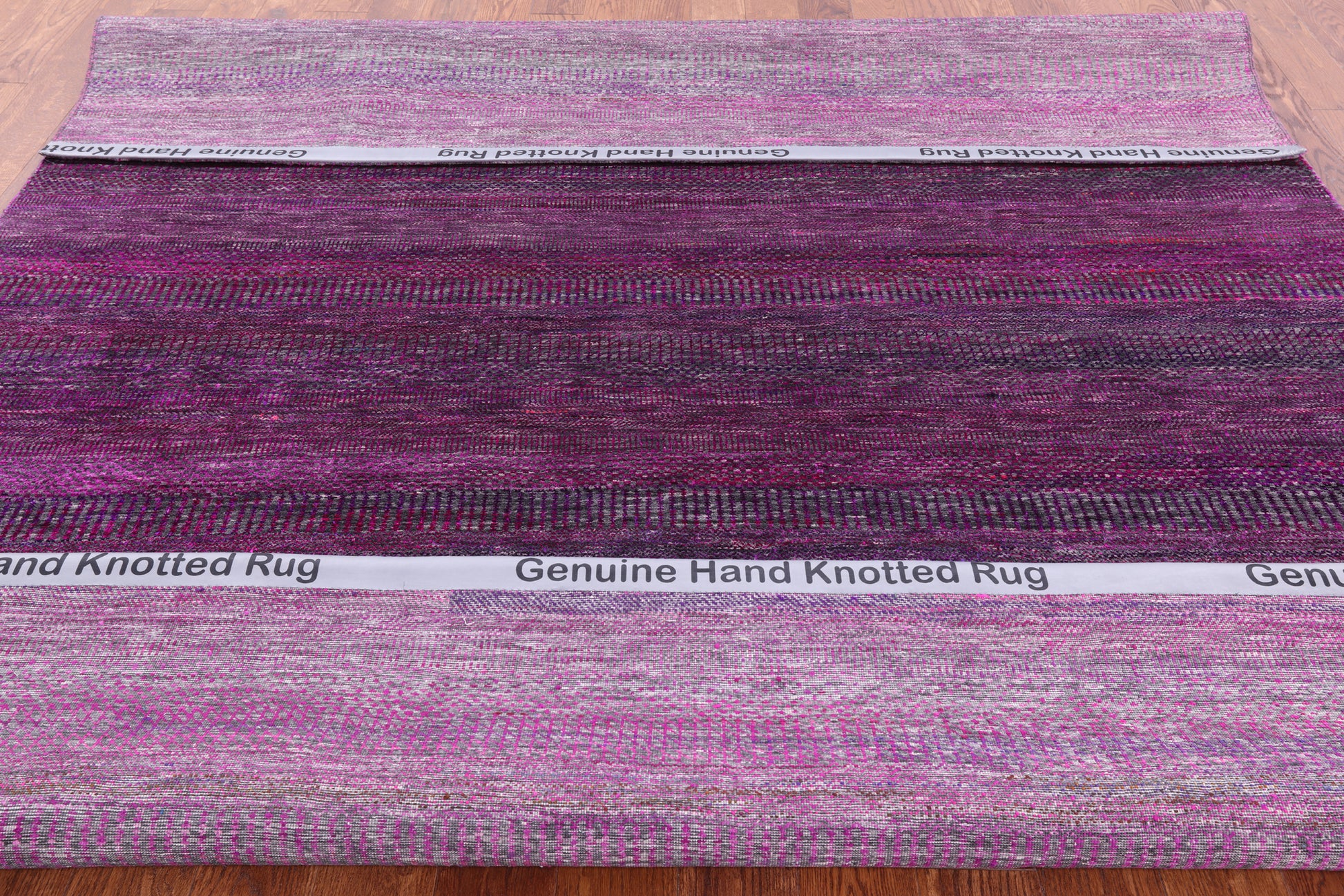 Purple Savannah Grass Handmade Wool & Silk Rug - 8' 0" X 9' 11" - Golden Nile