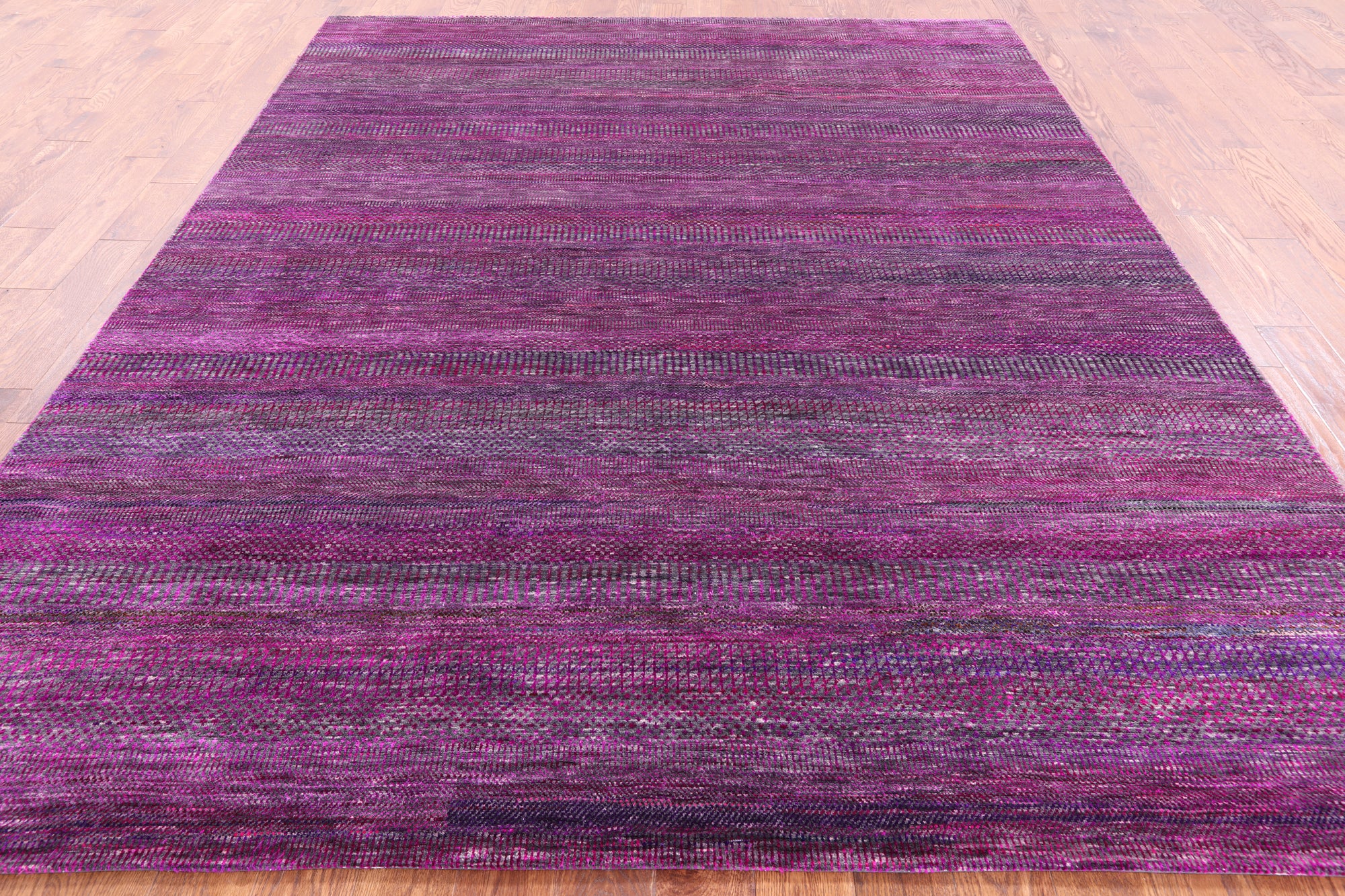 Purple Savannah Grass Handmade Wool & Silk Rug - 8' 0" X 9' 11" - Golden Nile