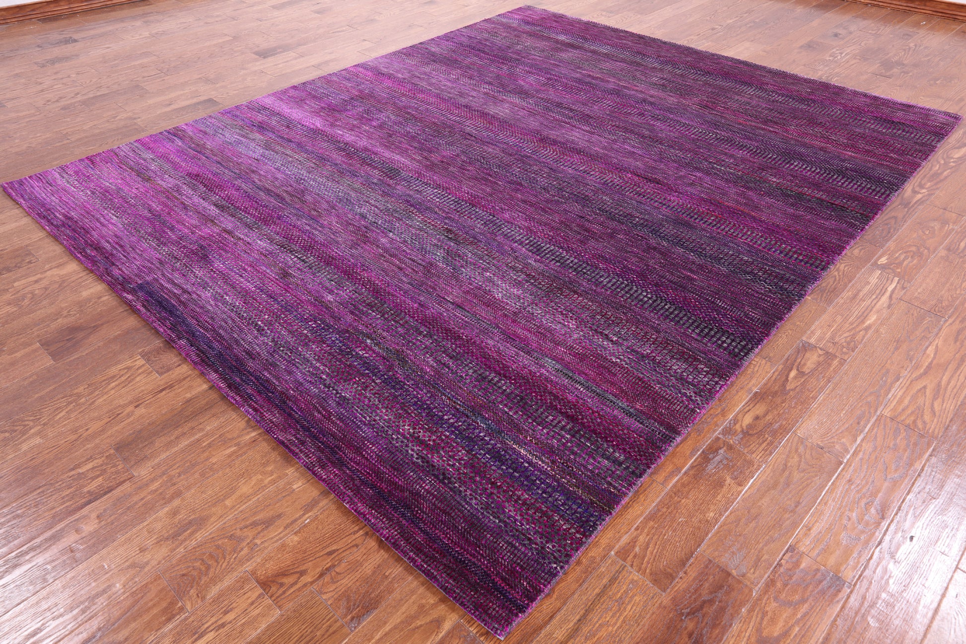 Purple Savannah Grass Handmade Wool & Silk Rug - 8' 0" X 9' 11" - Golden Nile