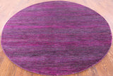 Purple Round Savannah Grass Handmade Wool & Silk Rug - 7' 9" X 7' 10" - Golden Nile