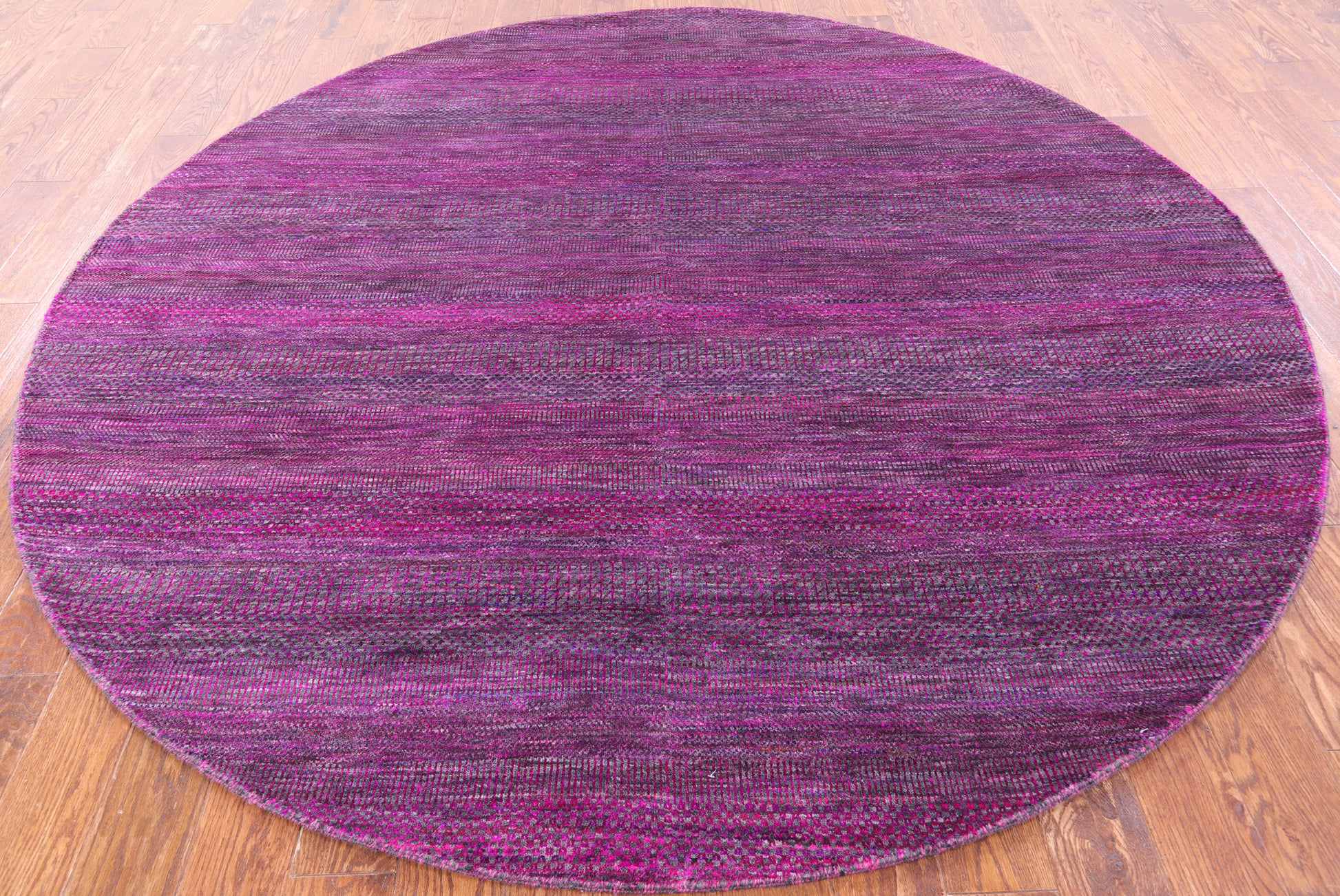 Purple Round Savannah Grass Handmade Wool & Silk Rug - 7' 9" X 7' 10" - Golden Nile