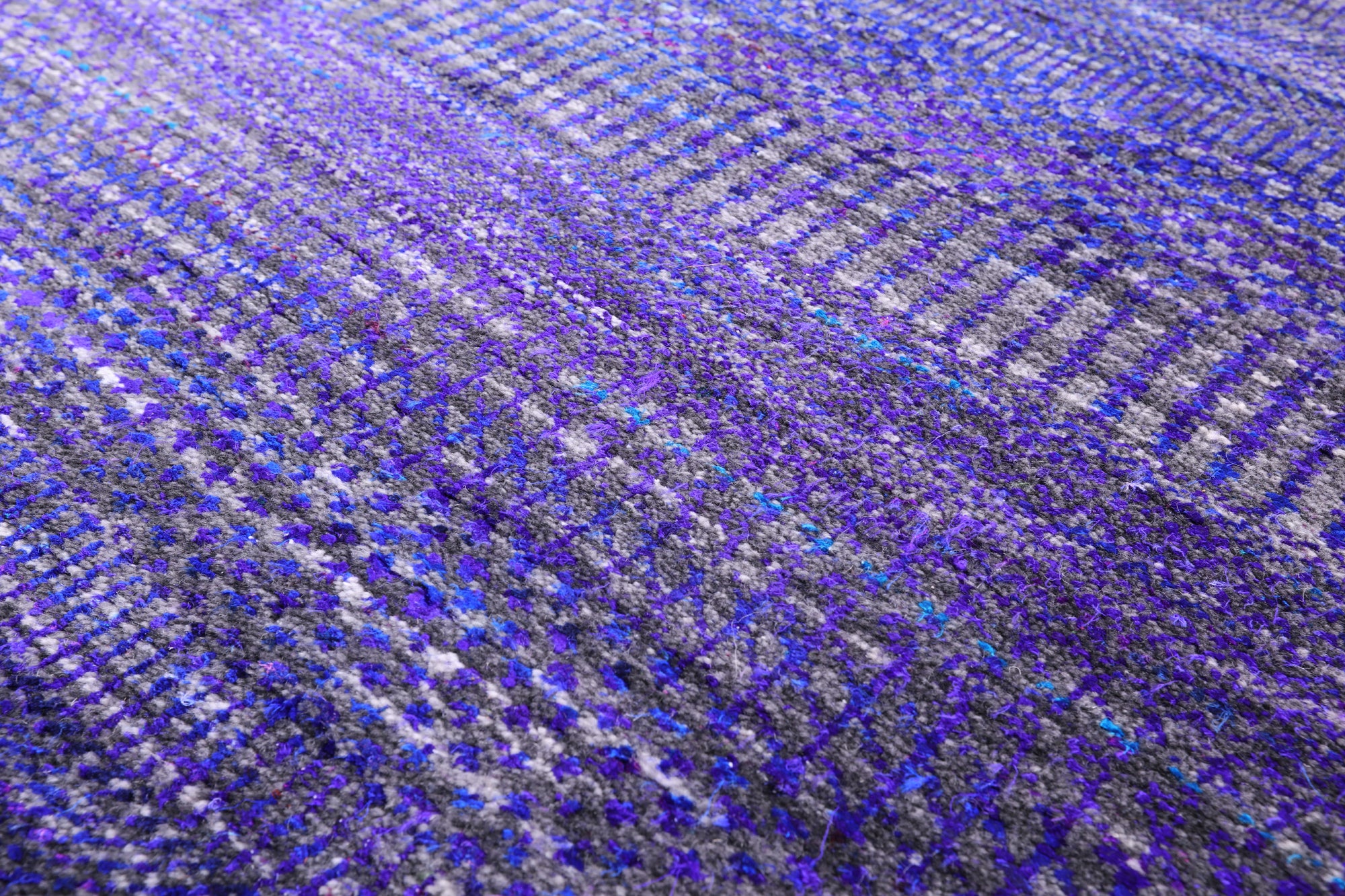 Purple Savannah Grass Hand Knotted Wool & Silk Runner Rug - 2' 7" X 21' 5" - Golden Nile