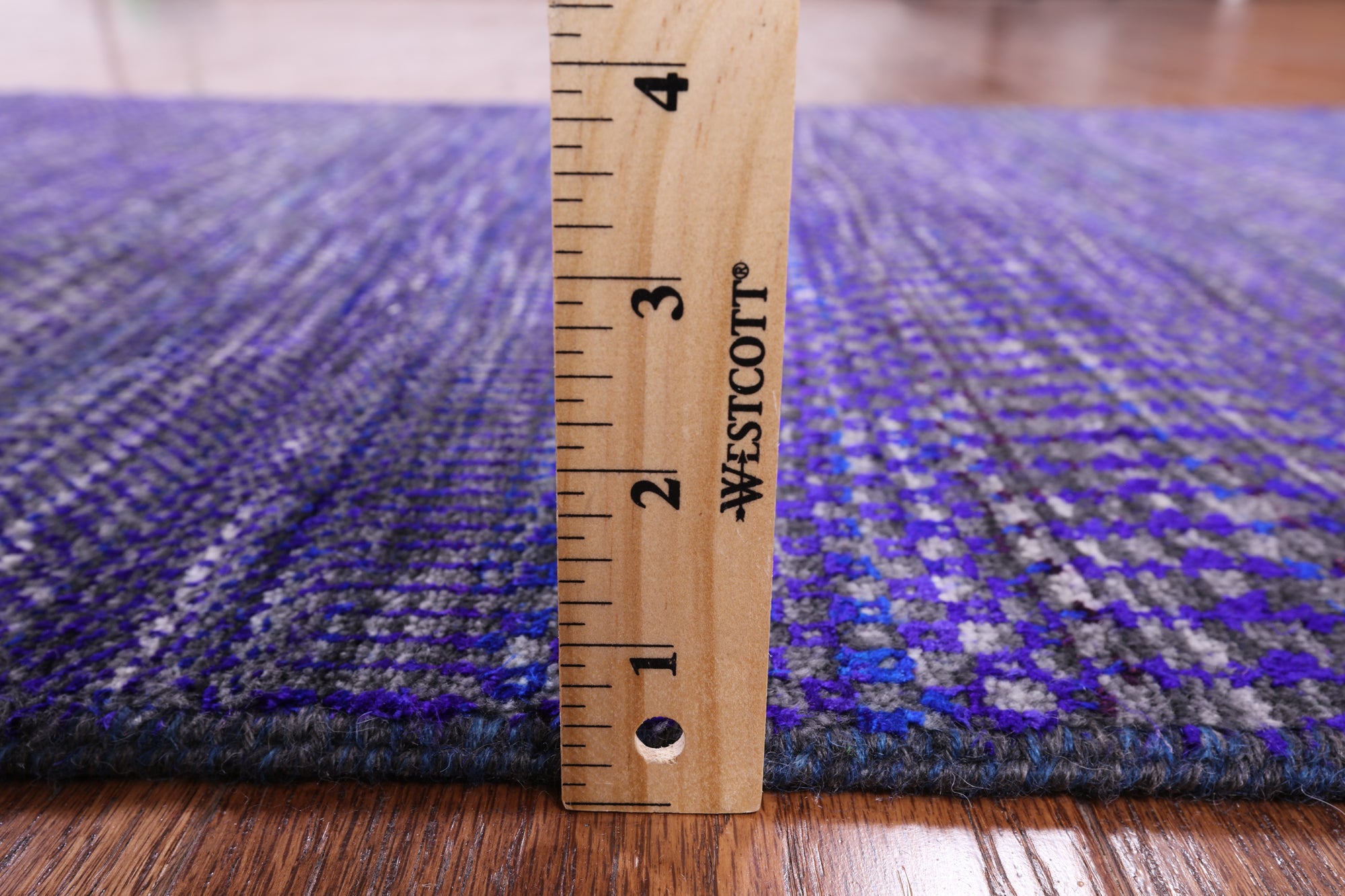 Purple Savannah Grass Hand Knotted Wool & Silk Runner Rug - 2' 7" X 21' 5" - Golden Nile