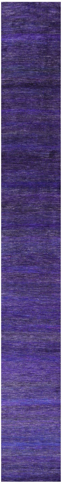 Purple Savannah Grass Hand Knotted Wool & Silk Runner Rug - 2' 7" X 21' 5" - Golden Nile