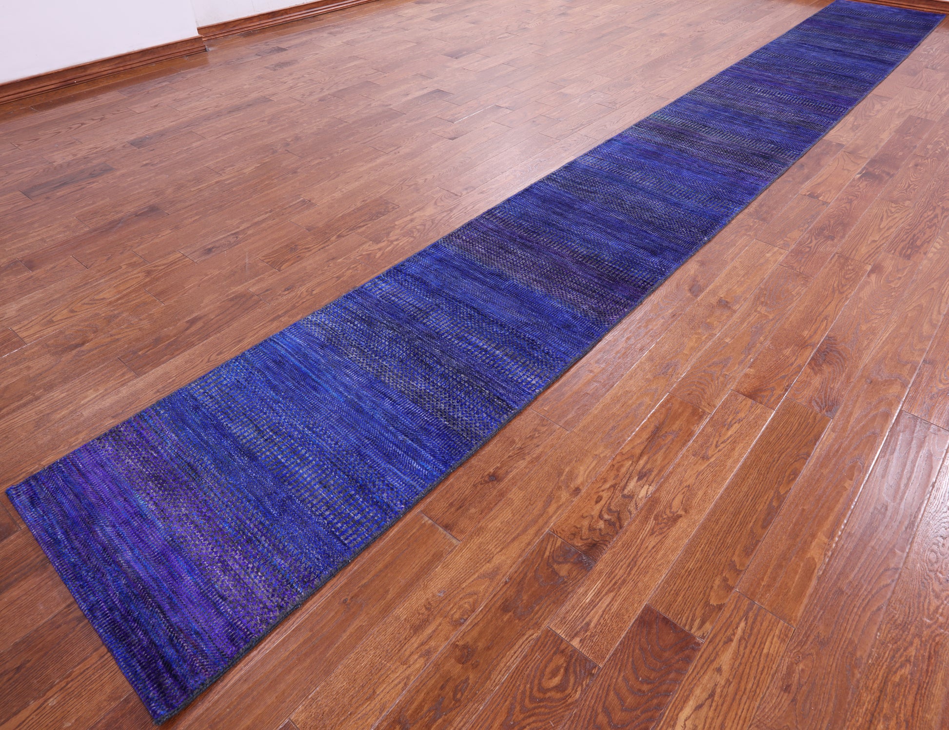 Savannah Grass Handmade Wool & Silk Runner Rug - 2' 5" X 19' 9" - Golden Nile