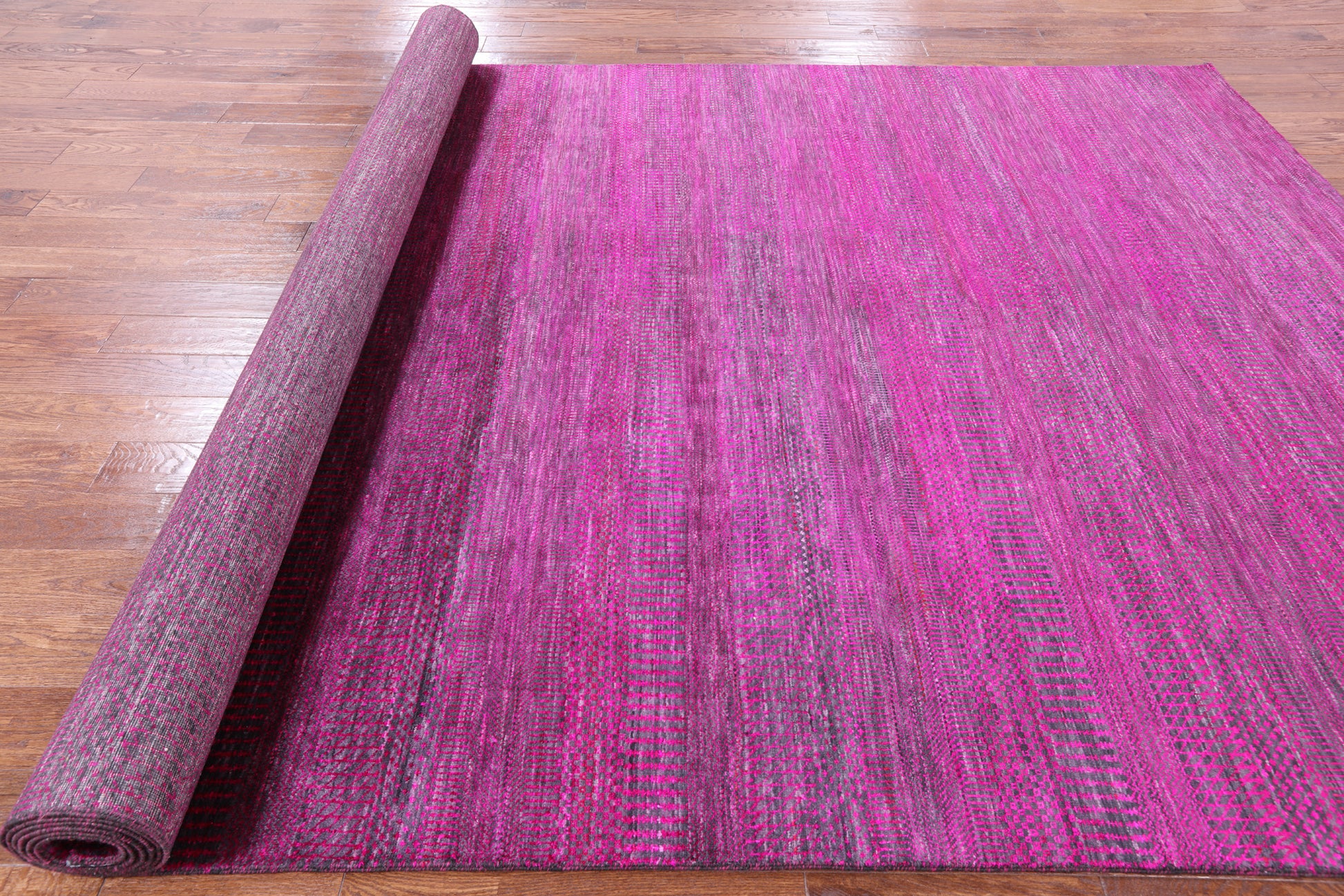 Pink Savannah Grass Hand Knotted Wool & Silk Rug - 8' 0" X 15' 8" - Golden Nile
