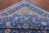 Blue Square Persian Nain Hand Knotted Wool & Silk Rug - 8' 10" X 9' 0" - Golden Nile