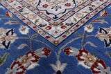 Blue Square Persian Nain Hand Knotted Wool & Silk Rug - 8' 10" X 9' 0" - Golden Nile