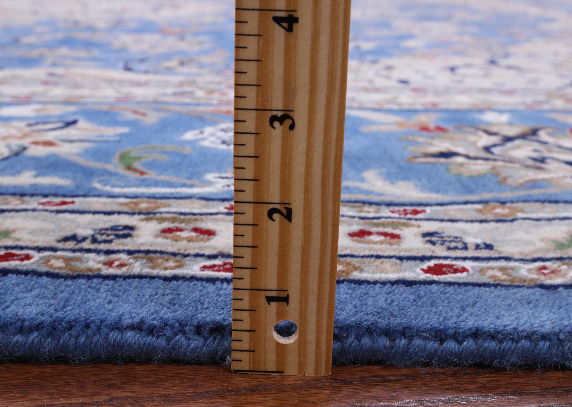 Blue Square Persian Nain Hand Knotted Wool & Silk Rug - 8' 10" X 9' 0" - Golden Nile
