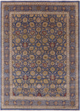 Blue Persian Tabriz Hand Knotted Wool Rug - 8' 10" X 11' 11" - Golden Nile