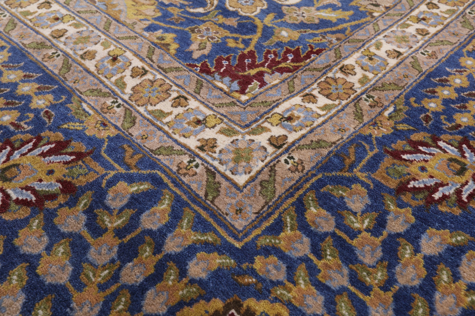 Blue Persian Tabriz Hand Knotted Wool Rug - 8' 10" X 11' 11" - Golden Nile