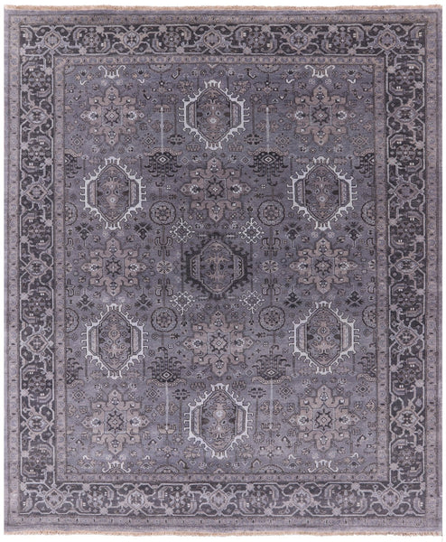 Grey Persian Fine Serapi Hand Knotted Wool Rug - 8' 3" X 9' 10" - Golden Nile