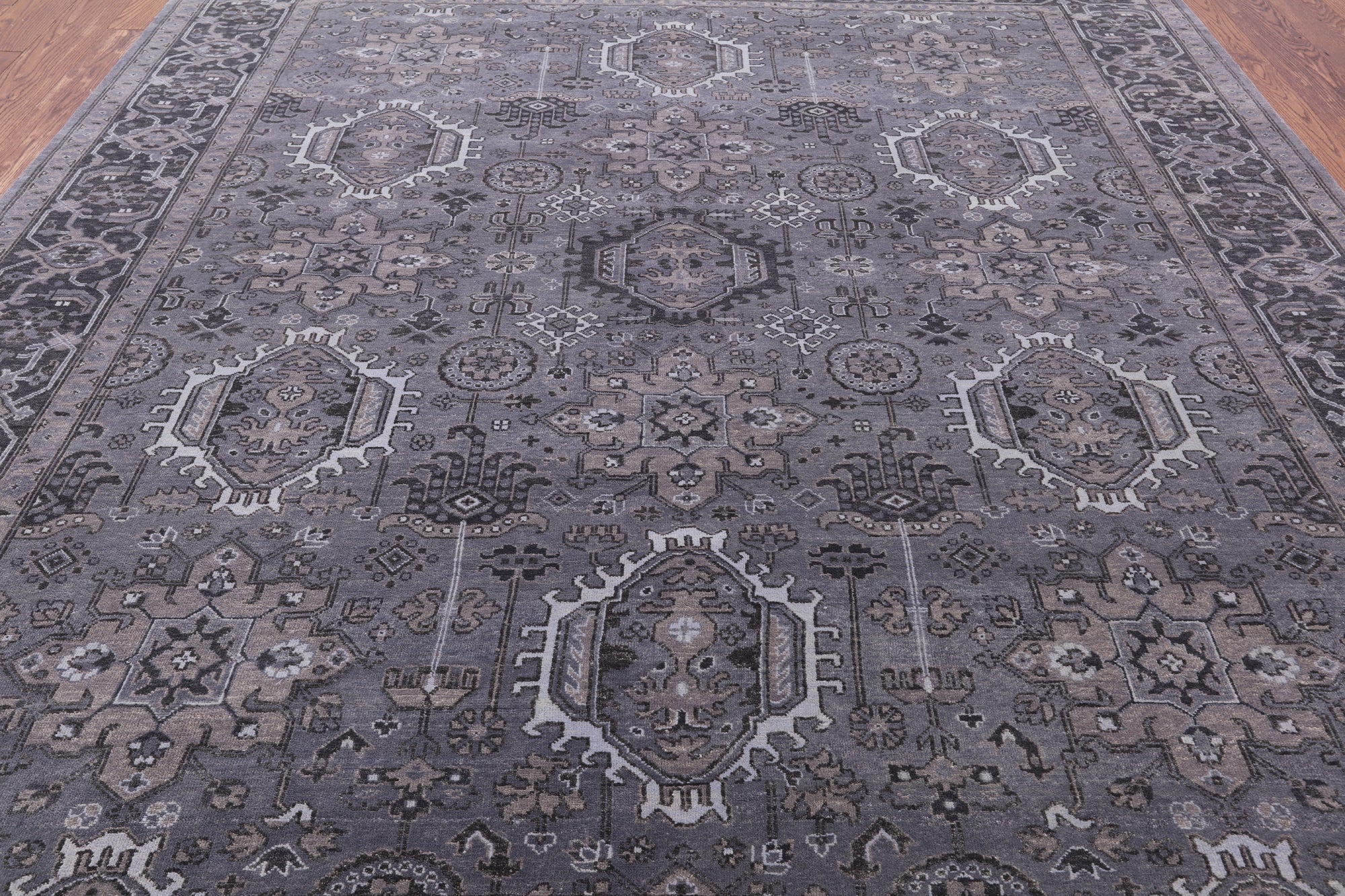 Grey Persian Fine Serapi Hand Knotted Wool Rug - 8' 3" X 9' 10" - Golden Nile