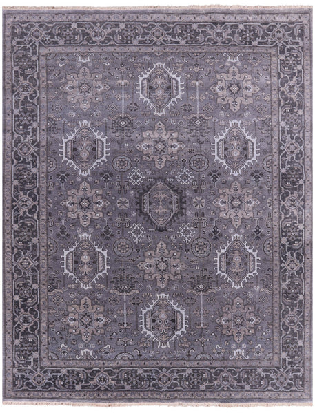 Grey Persian Fine Serapi Hand Knotted Wool  Rug - 7' 11" X 10' 1" - Golden Nile