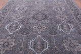 Grey Persian Fine Serapi Hand Knotted Wool  Rug - 7' 11" X 10' 1" - Golden Nile
