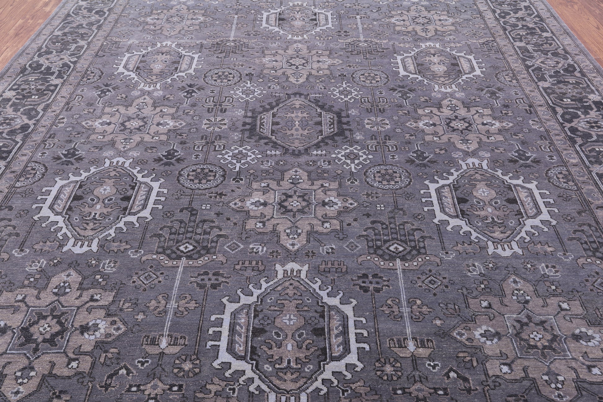 Grey Persian Fine Serapi Hand Knotted Wool  Rug - 7' 11" X 10' 1" - Golden Nile